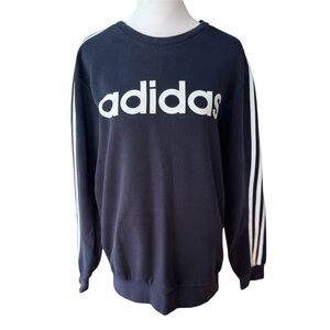 Adidas Originals Navy Blue Logo Three Stripes Crewneck Sweatshirt Size Medium
